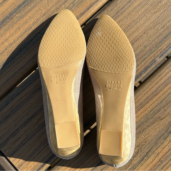 Stuart Weitzman EUC Size 5 Wedge Pearl Tortoise Heel MSRP $475 Textured Leather - Picture 2 of 9